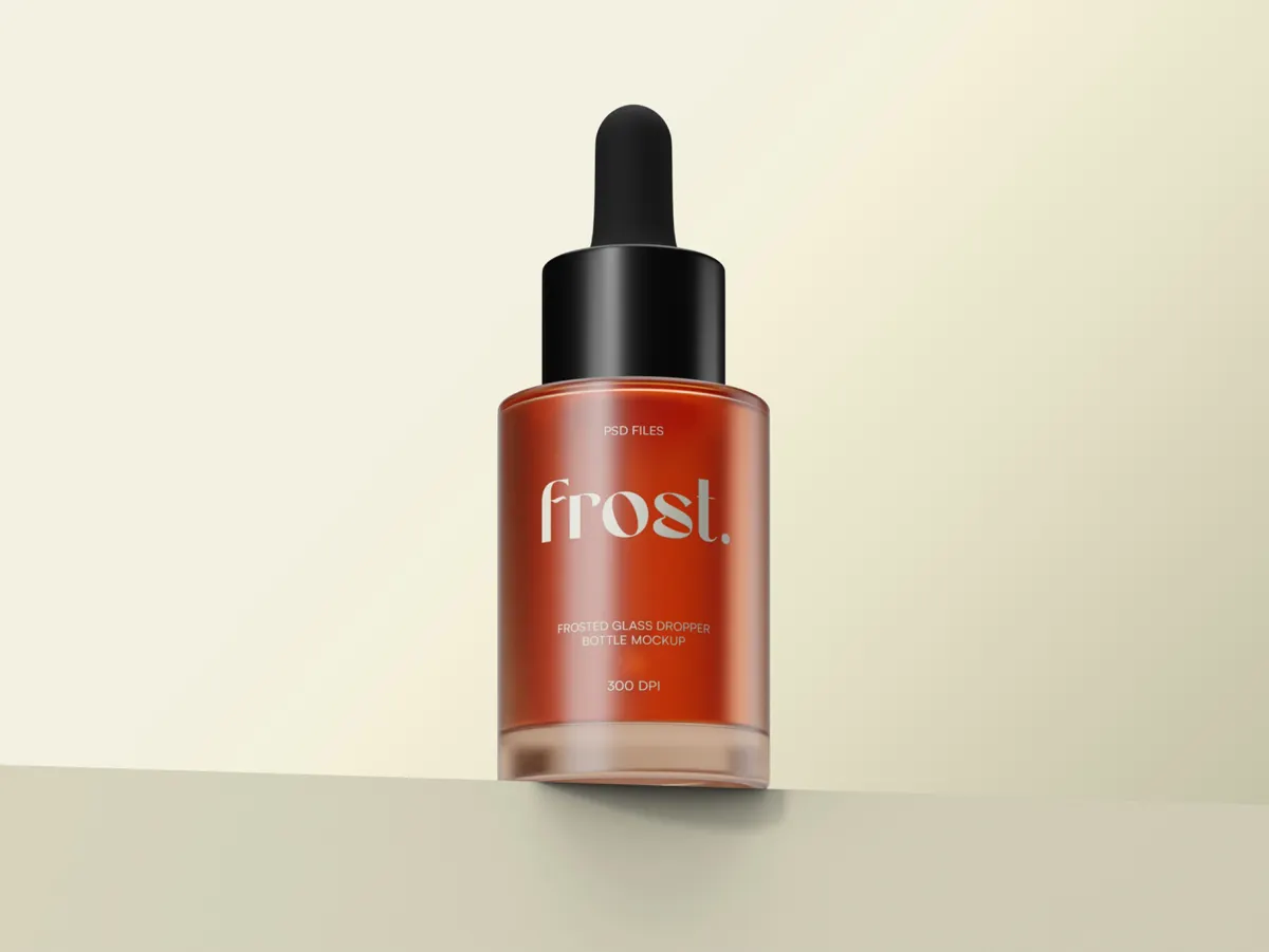 Frosted Glass Dropper Mockup Low Angle View