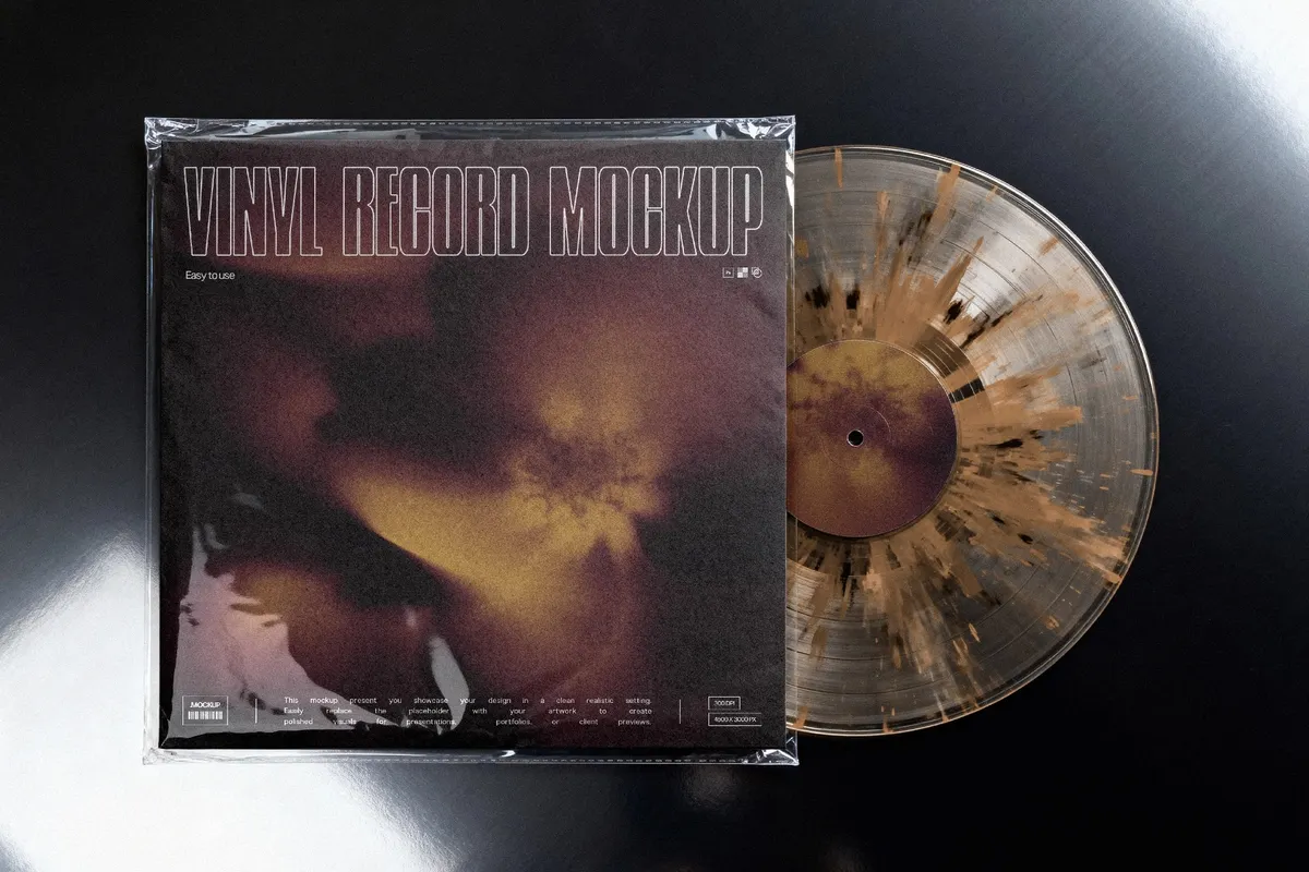 Vinyl Record Sleeve Mockup with Disc