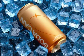 Aluminum Drink Can Mockup on Ice
