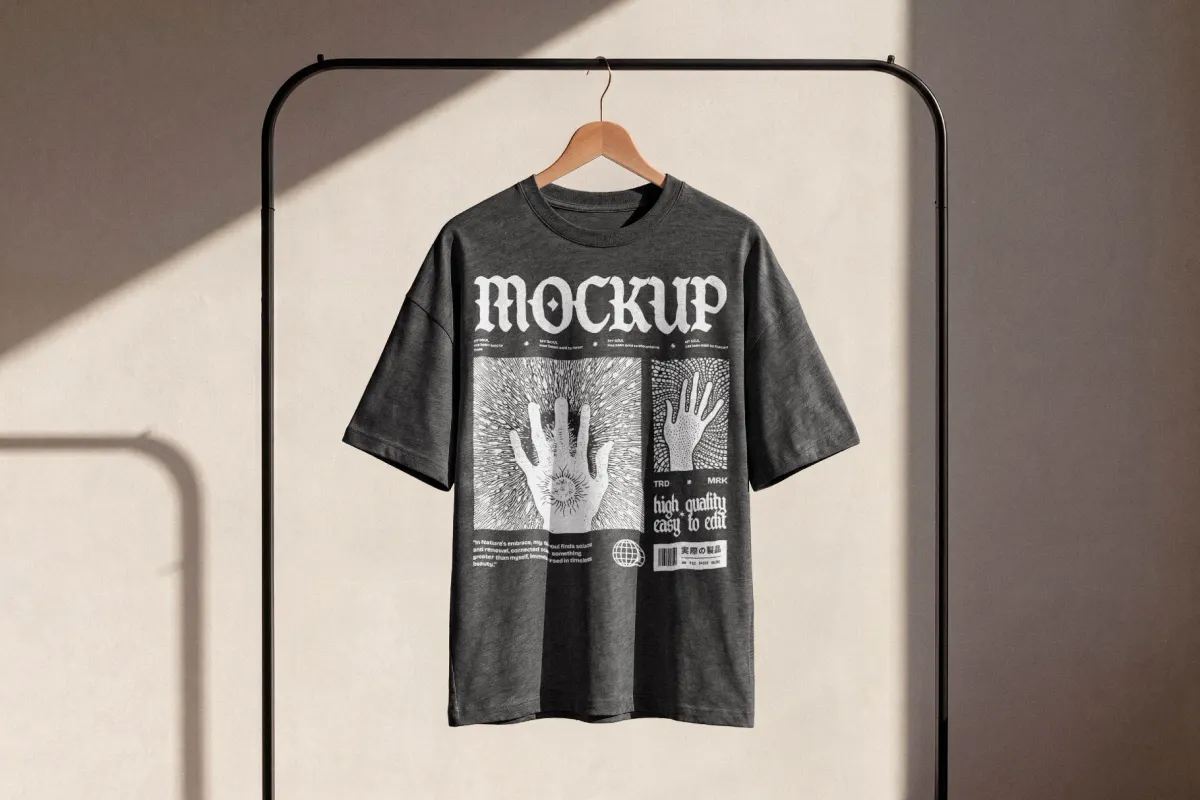 T-Shirt on Clothing Rack  Mockup