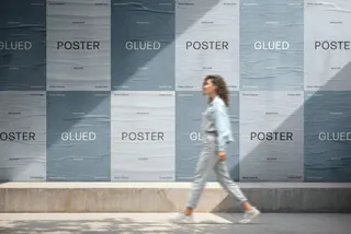 A4 Glued Posters Wall Mockup