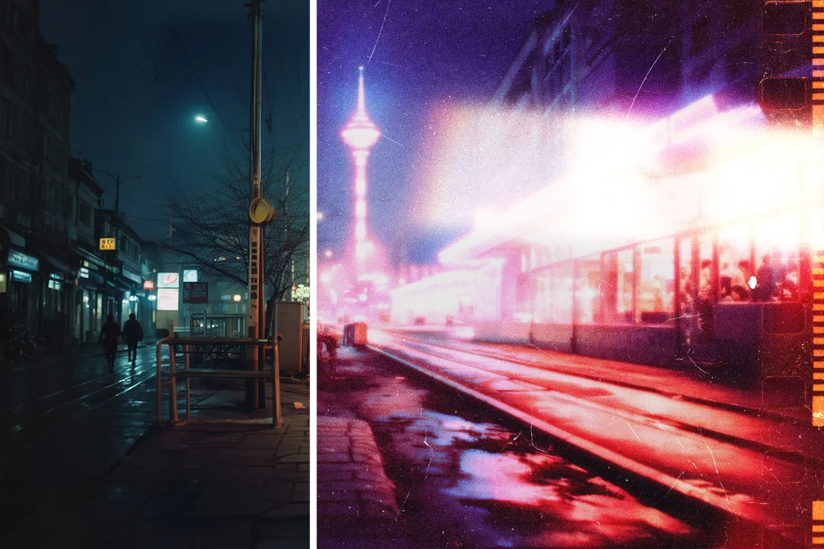 Retro Neon Film Photo Effect