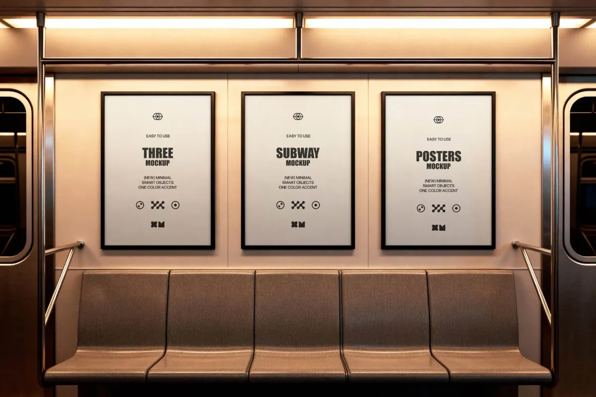 Metro Carriage Ad Posters Mockup