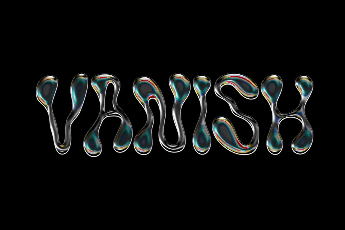 Iridescent Glass Chrome Text Effect