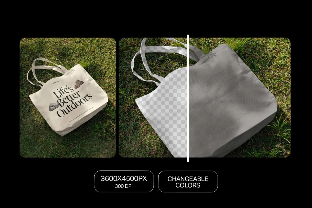Tote Bag on Grass Mockup