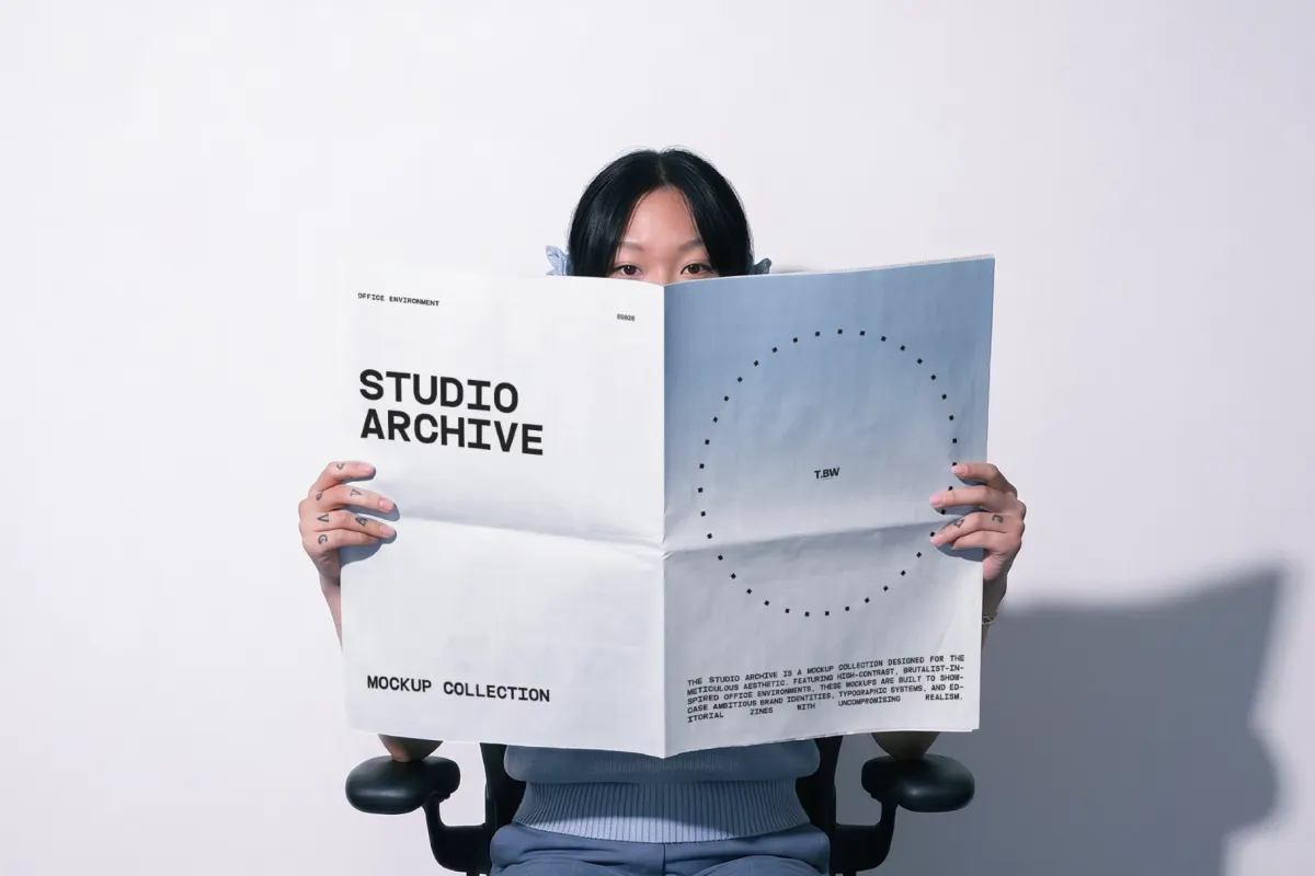 Girl Holding Paper Print Mockup