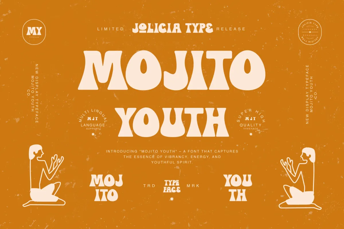 Mojito Youth - Vintage Groovy Display Font