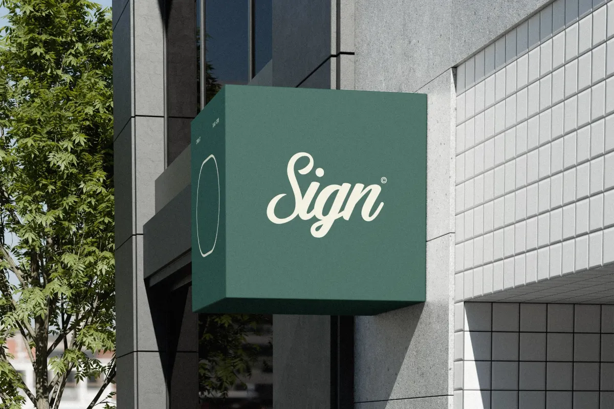 Outdoor Cube Sign Mockup