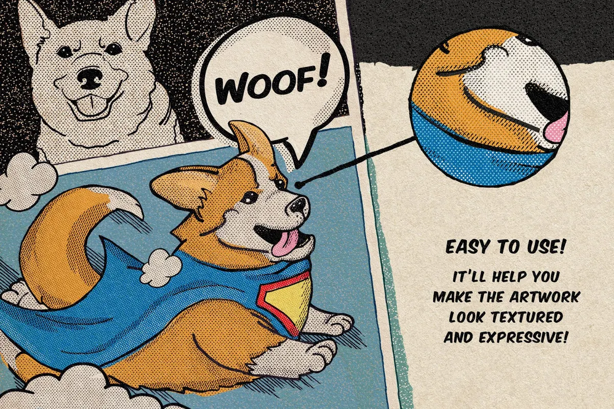 Vintage Comic Book: Halftone Photoshop Brushes