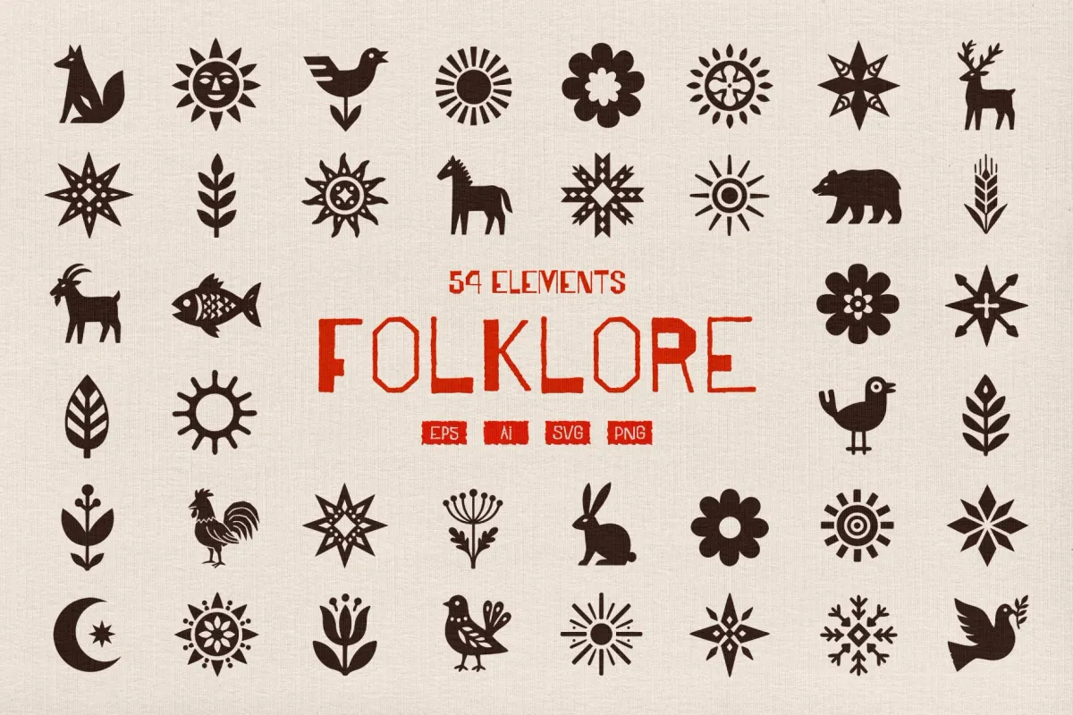Folklore — 54 Folk Art Vector Elements