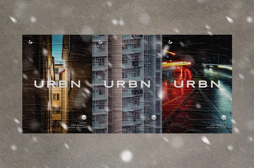 Glued Poster Mockup Scenes