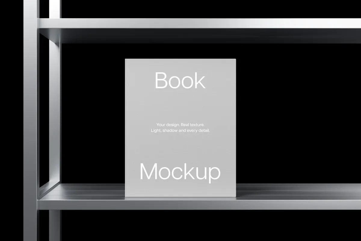 Hardcover Book Mockups on Metal Rack