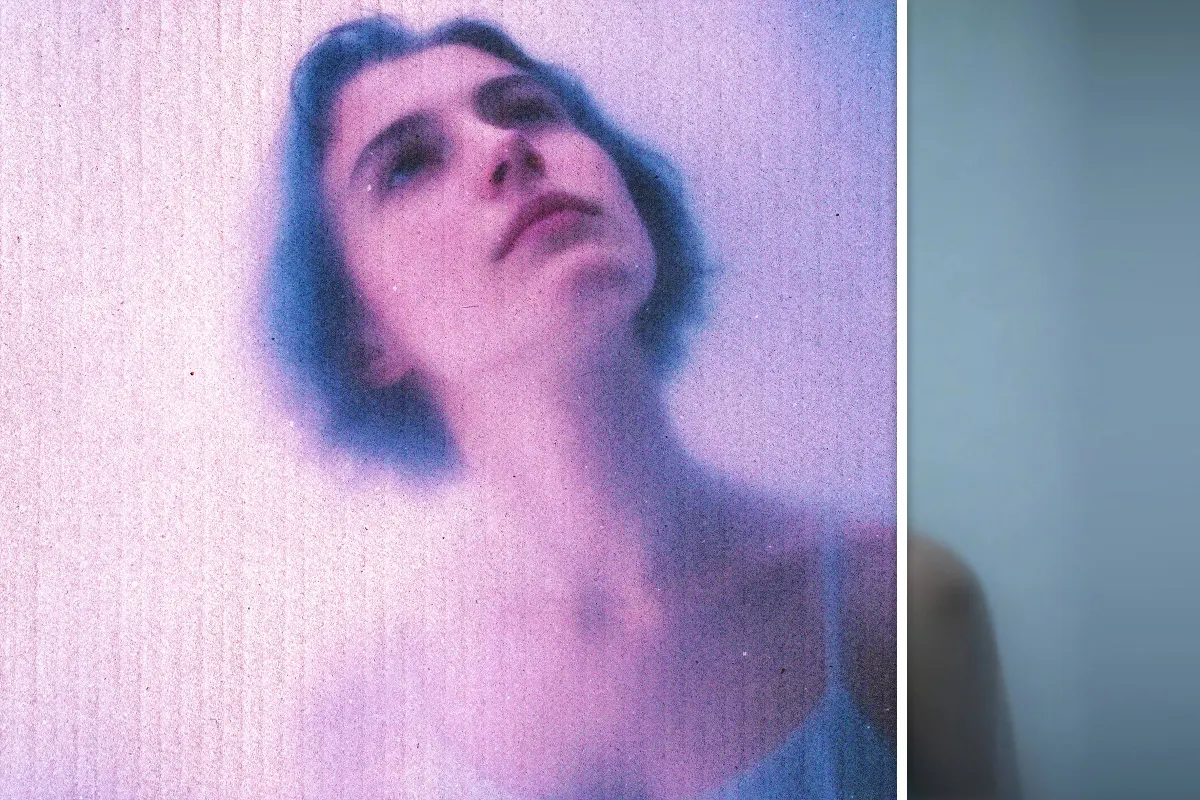 Retro Purple Tint Grain Photo Effect