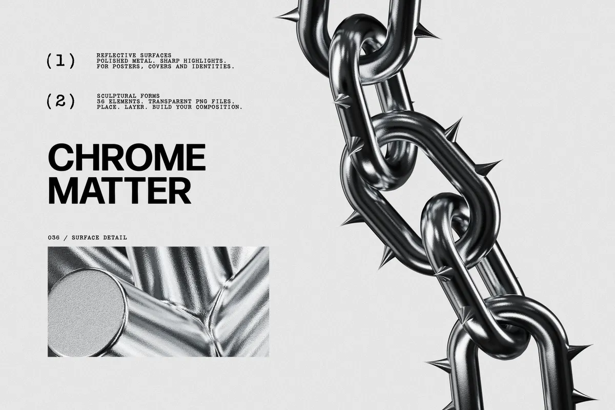 Chrome Matter: Sculptural 3D Chrome Elements