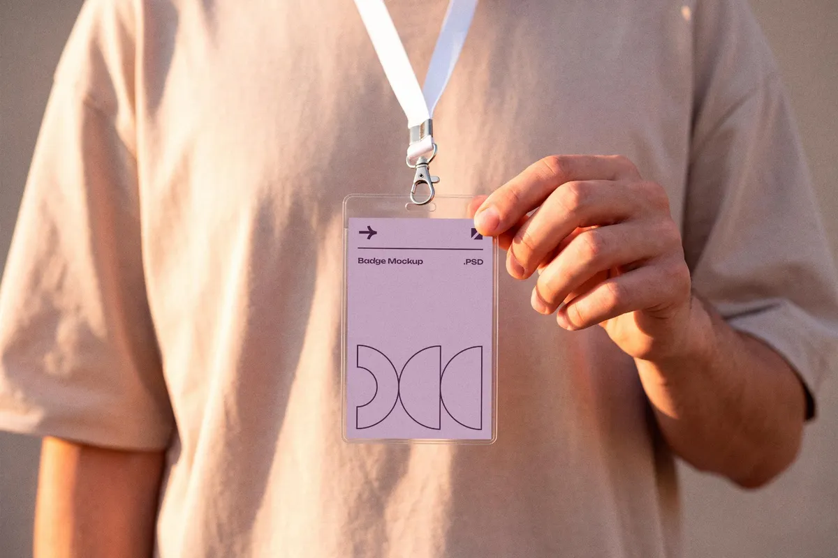 Badge Mockup on Lanyard