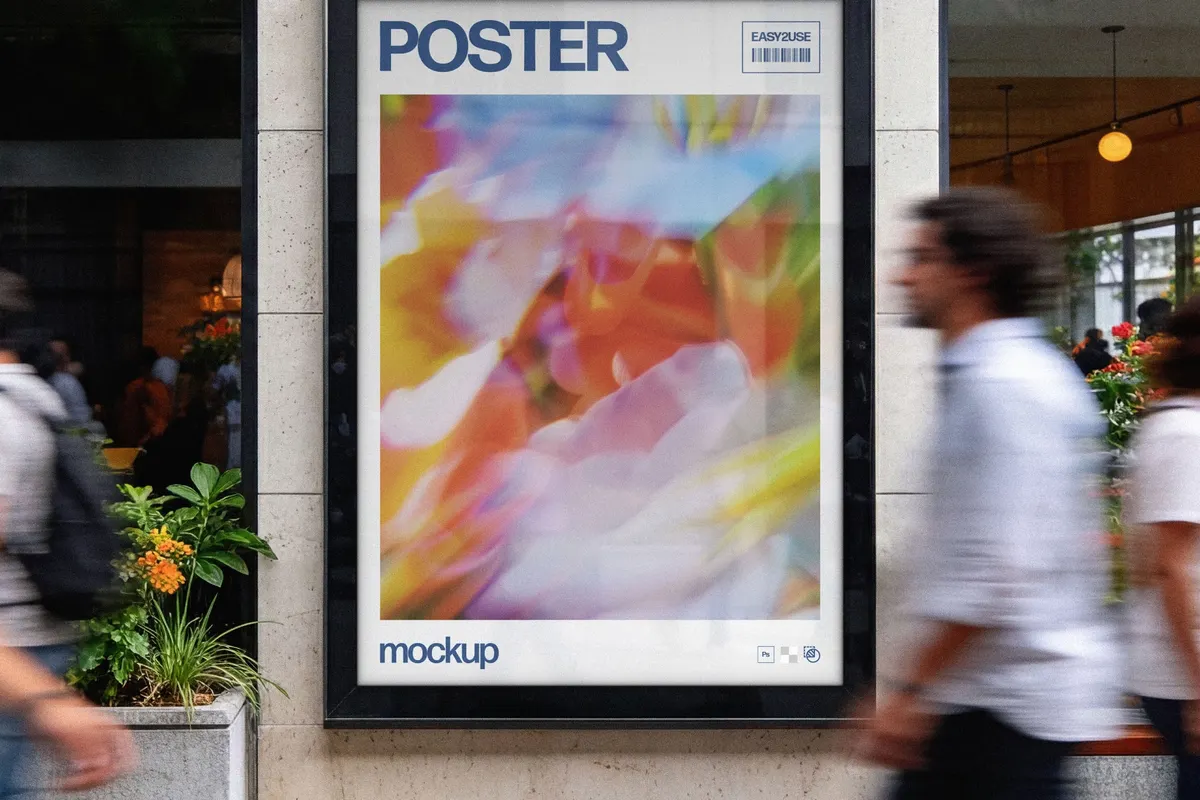 Outdoor Framed Poster Mockup