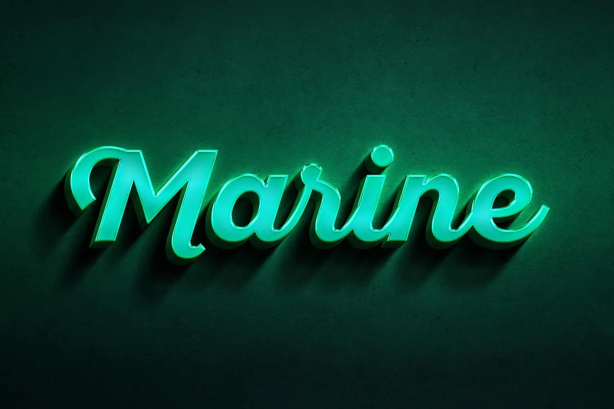 Marine 3D Neon Logo Mockup