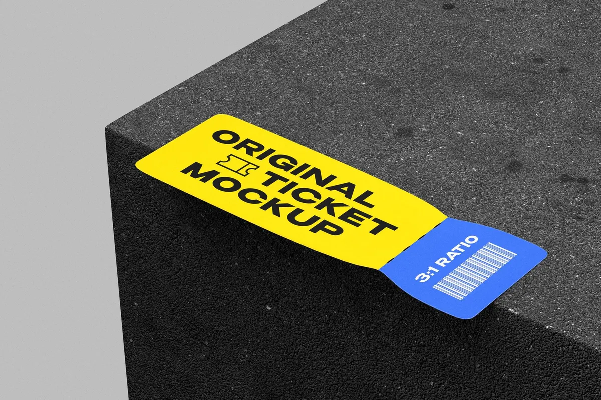 3:1 Ticket Mockup with Tear-Off Stub
