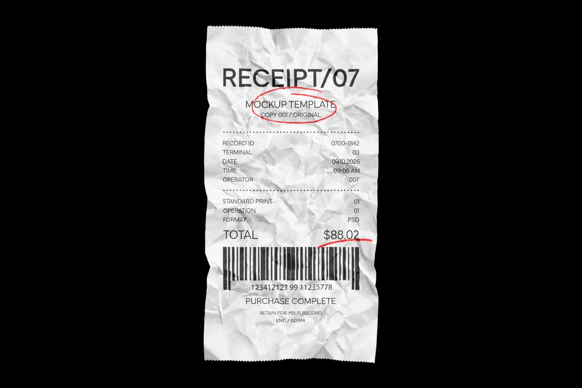Thermal Paper Receipt Mockup