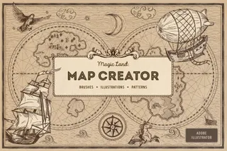Magic Lands: Vintage Map Creator. Illustrator Brushes