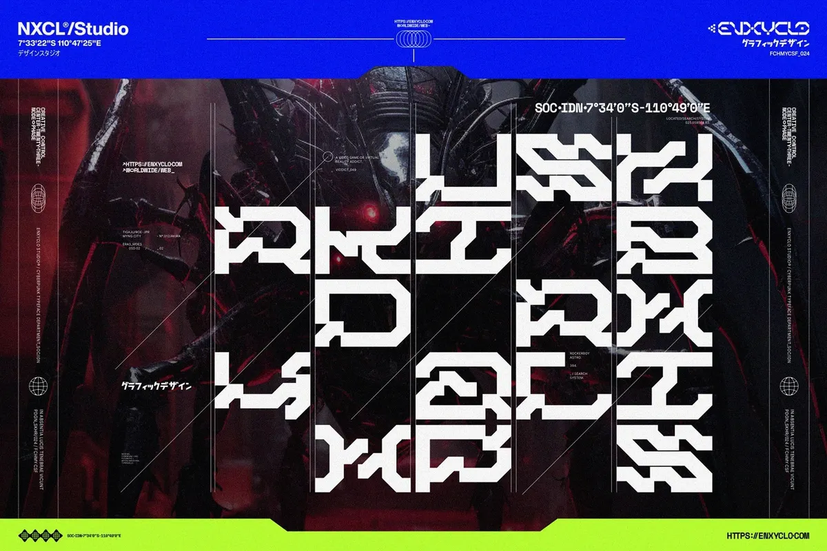 NCL Graxe Beosa - Cyberpunk Display Font Family