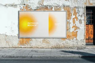 Scraped Wall Outdoor Billboard Mockup