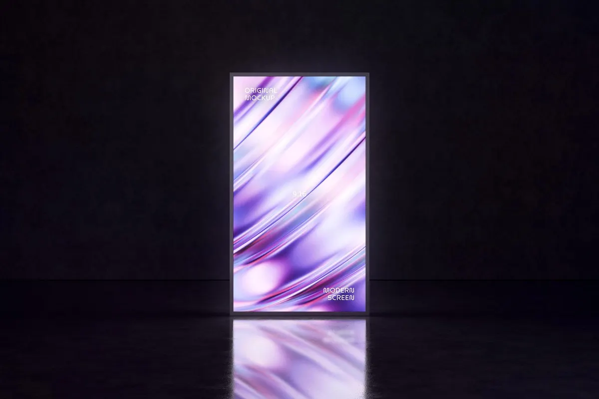 Glowing Vertical 9:16 Screen Mockup