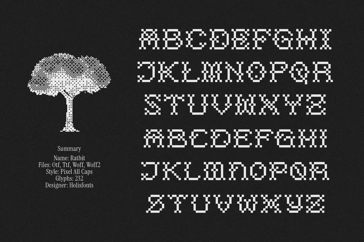 Ratbit - Pixel Display Font with Outline Style