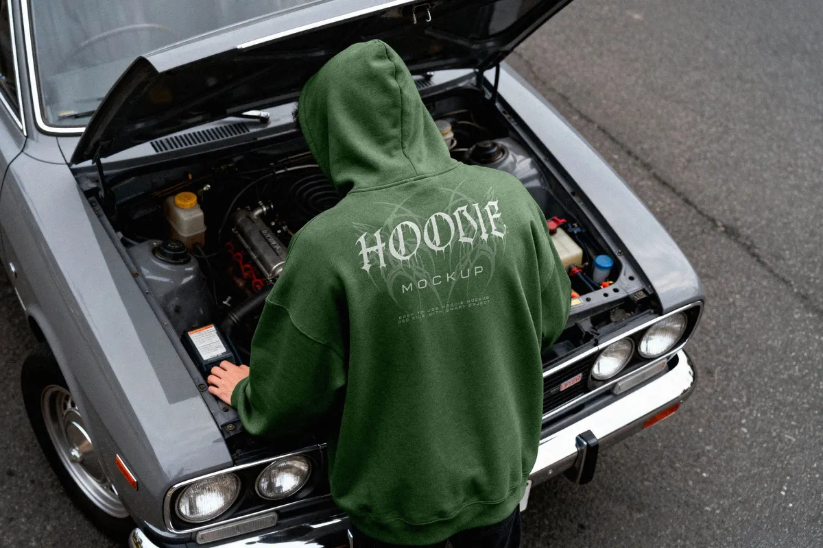 Oversize Hoodie Mockup Back View