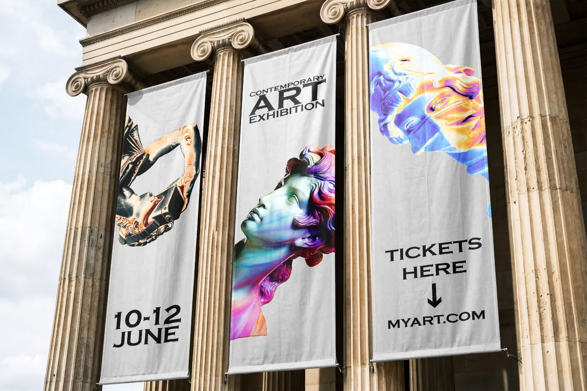 Outdoor Hanging Banners Mockup