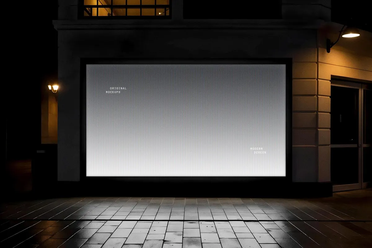 Outdoor Glowing 16:9 Screen Mockup