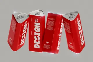 Floating Triangular Can Mockup