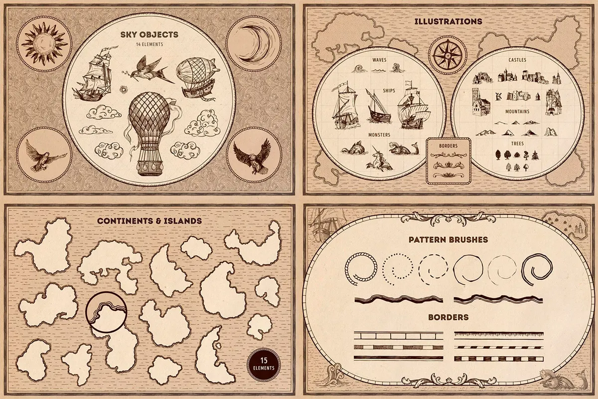 9 in 1 Illustrator Brushes Bundle
