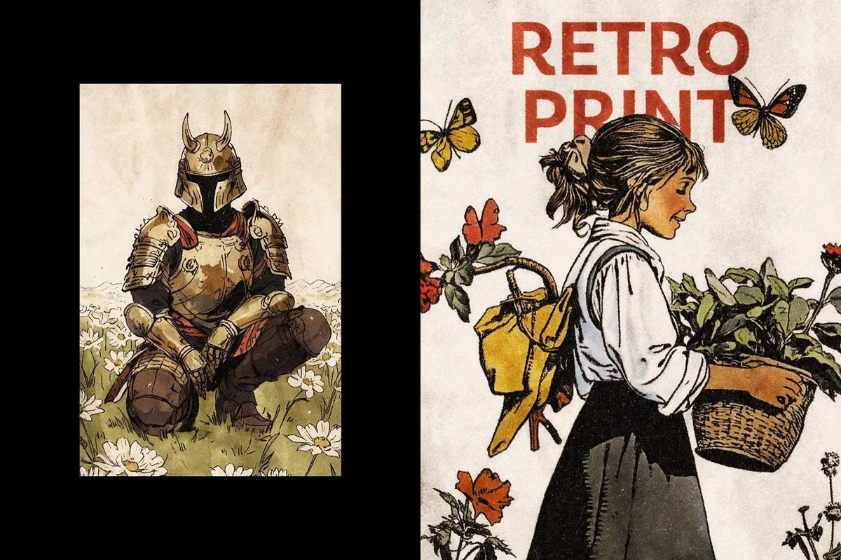 Retro Book Print Effect