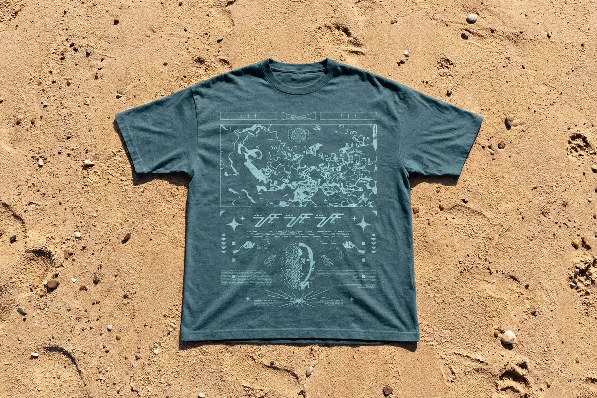 T-Shirt Mockup Flat Lay on Sand