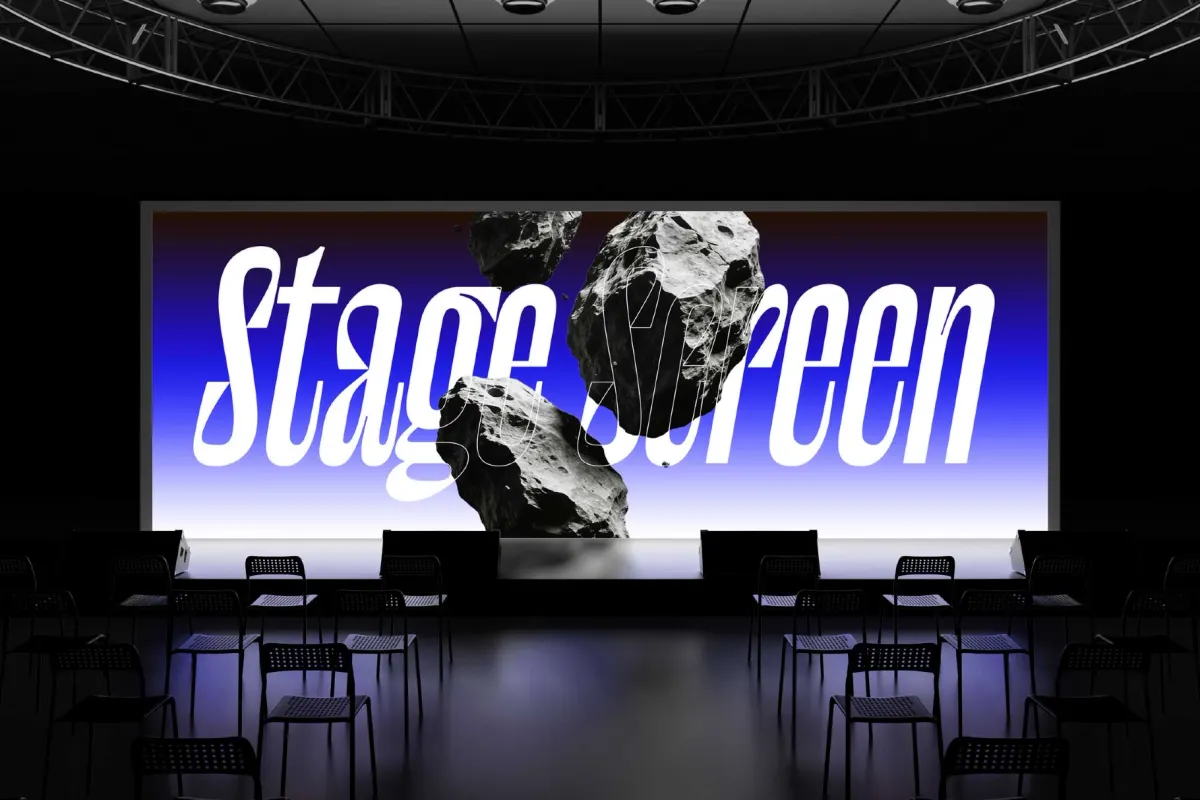 Wide Conference Stage Screen Mockup