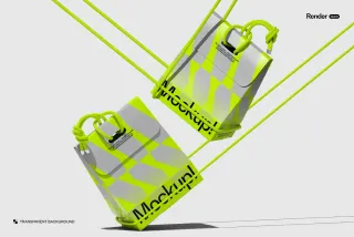Floating Shopping Bags Mockup