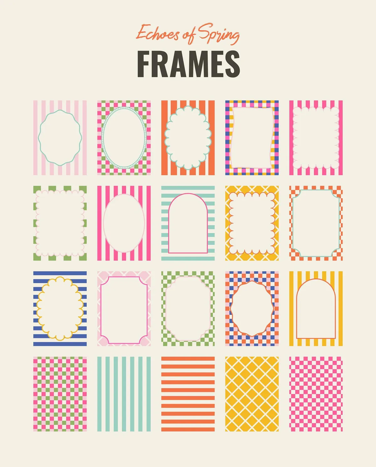 Echoes of Spring: Wavy & Striped Frames