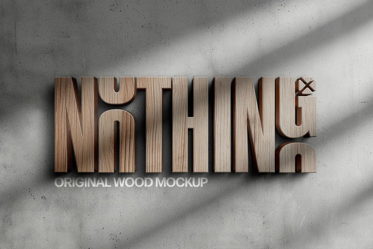Wooden 3D Outdoor Sign Mockup