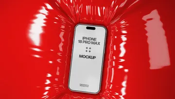 iPhone 18 Pro Max Mockup on Glossy Vinyl