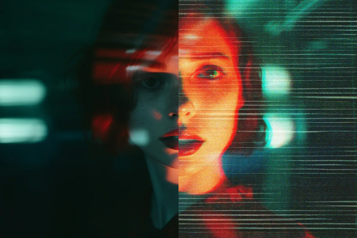 Retro Glitch Monitor Photo Effect