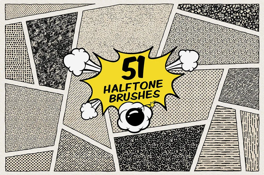 Vintage Comics: Halftone Photoshop Brushes