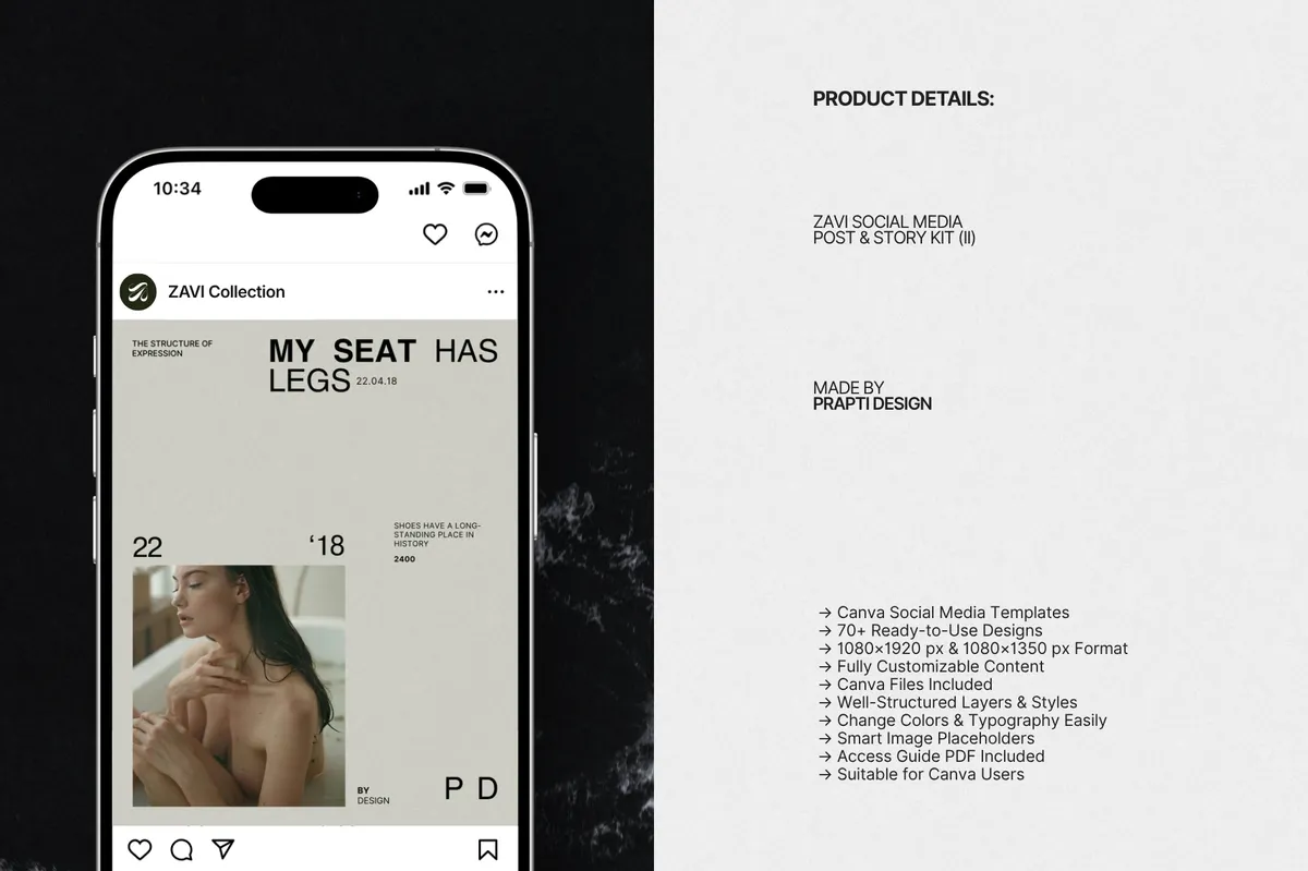 ZAVI Instagram Post & Story Templates for Canva Vol.2