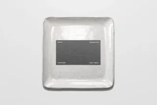 90x50 Business Card on Ceramic Plate Mockup