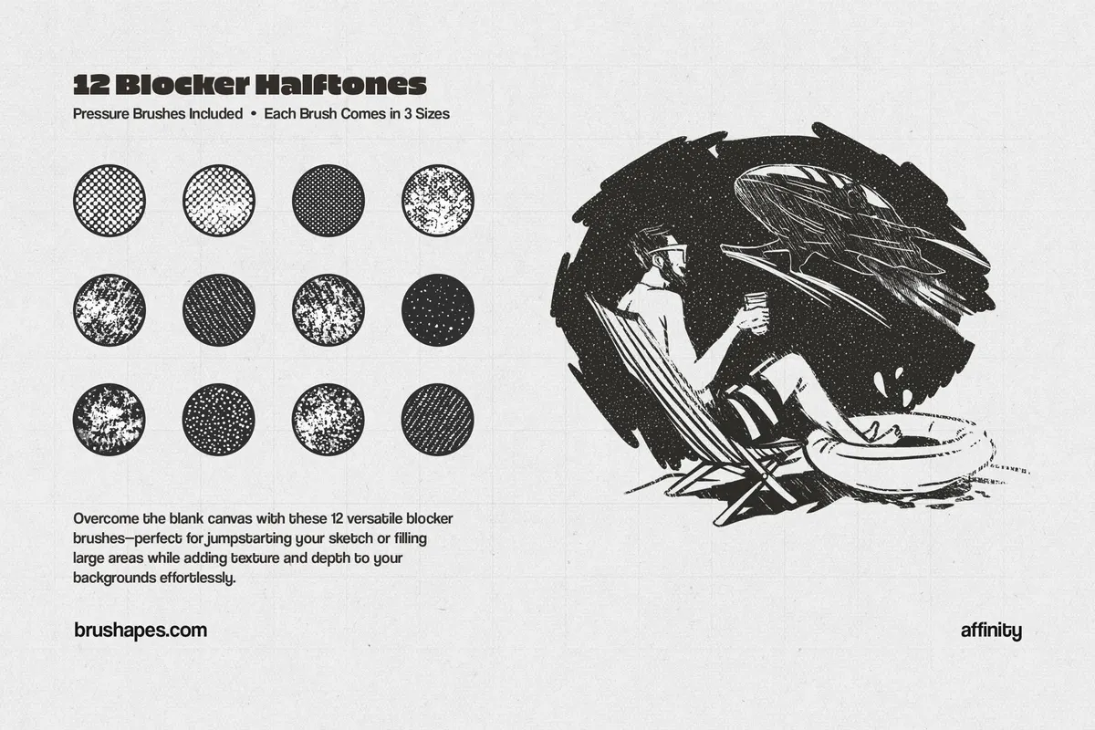 Retro Halftone Affinity Designer Brushes