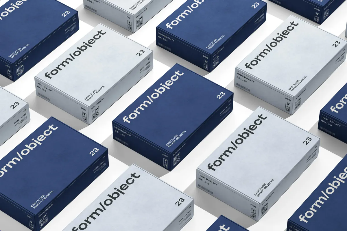 Wide Shoe Boxes Grid Mockup