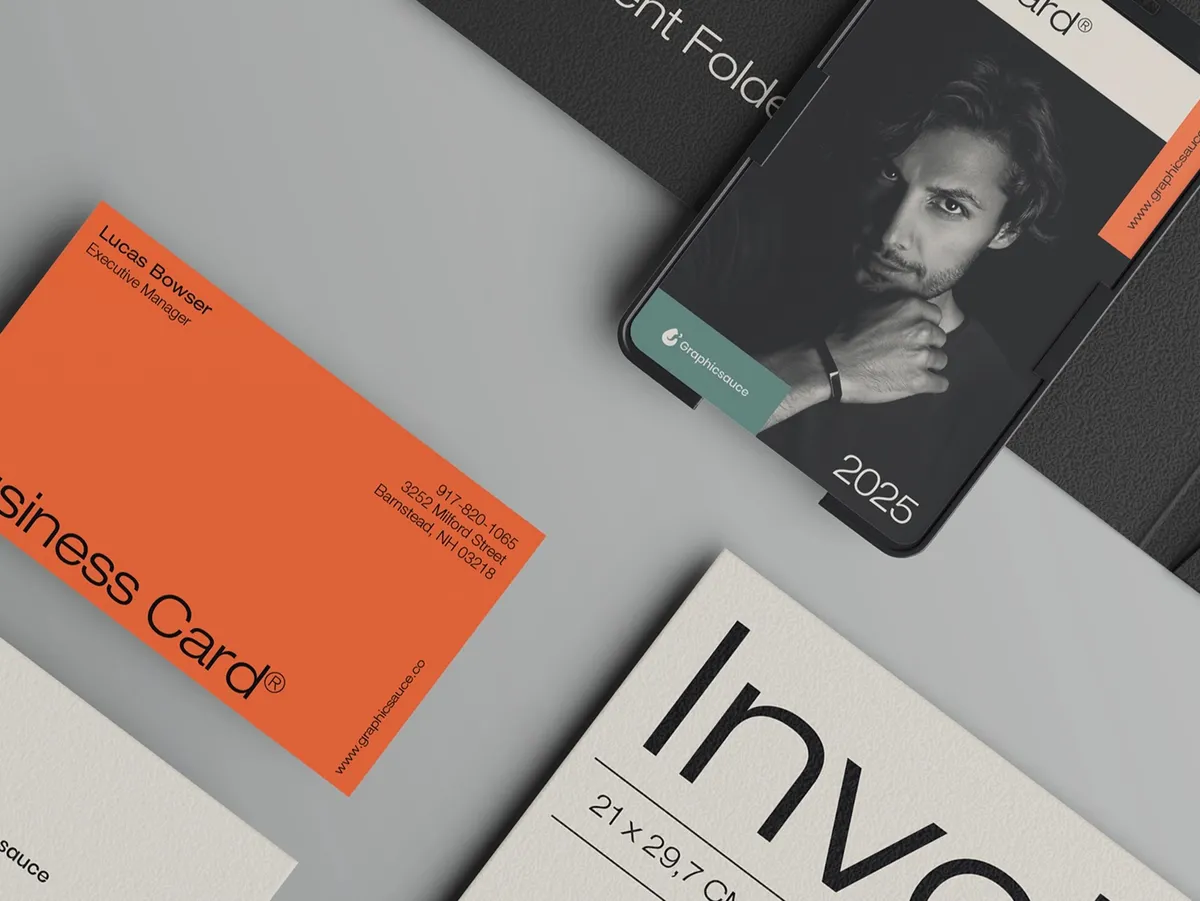 Document Folder ID Card with Pen Mockup