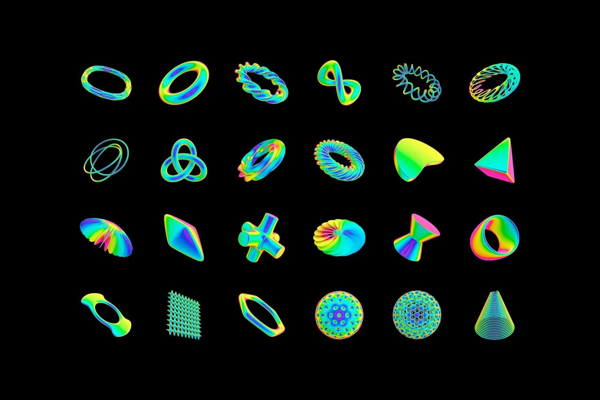 Neon Spectrum 3D Shapes
