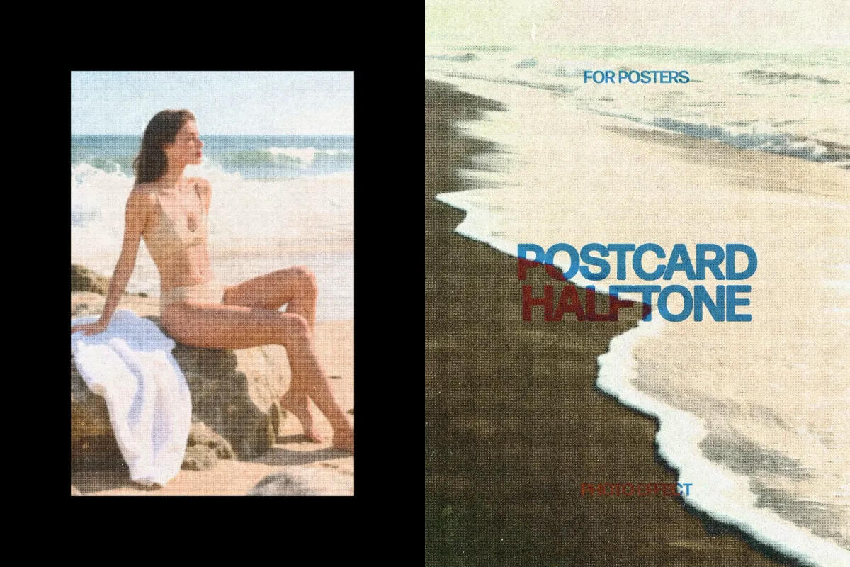 Postcard Halftone Photo Effect