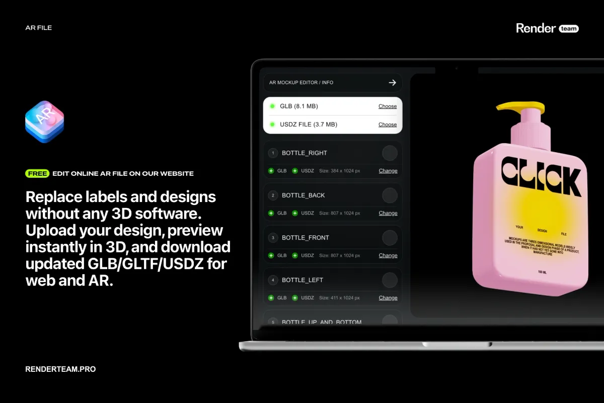 Pump Bottle Mockup Set with AR
